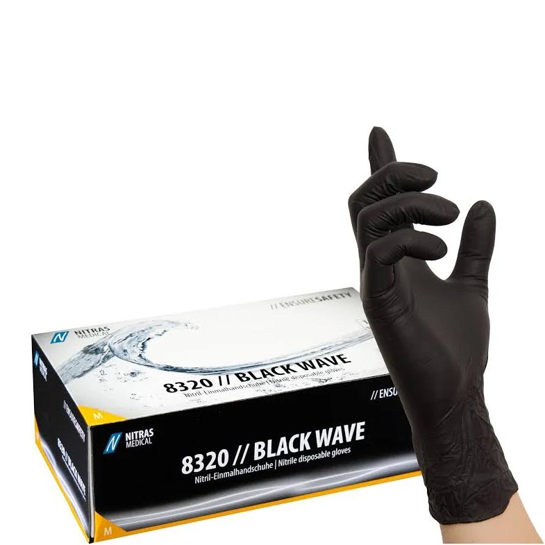 Nitras Medical BLACK WAVE, Nitril-Einmalhandschuhe, schwarz 8320